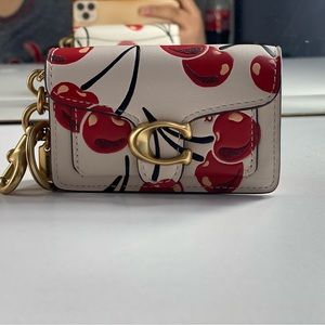 SOLD-Coach Mini Tabby Bag Charm With Cherry Print